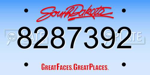 8287392 South Dakota License Plate