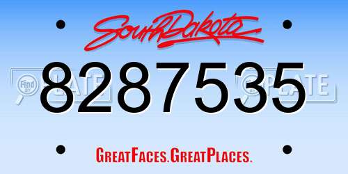 8287535 South Dakota License Plate