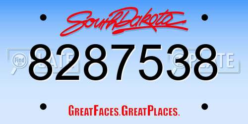 8287538 South Dakota License Plate
