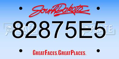 82875E5 South Dakota License Plate