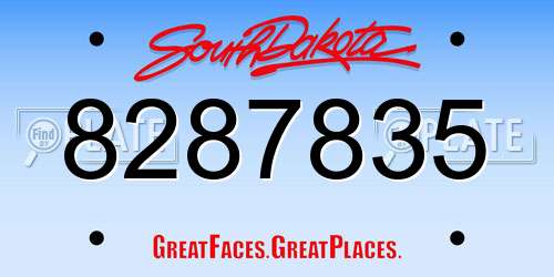 8287835 South Dakota License Plate