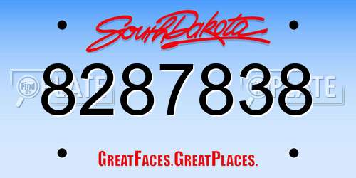 8287838 South Dakota License Plate