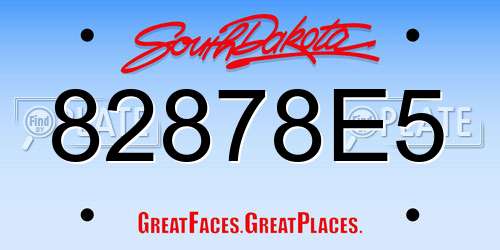 82878E5 South Dakota License Plate