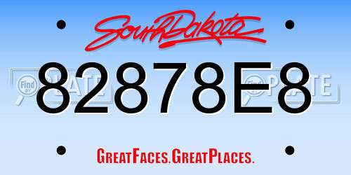 82878E8 South Dakota License Plate
