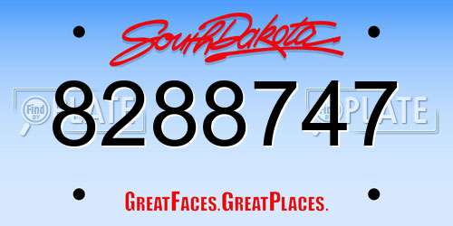 8288747 South Dakota License Plate