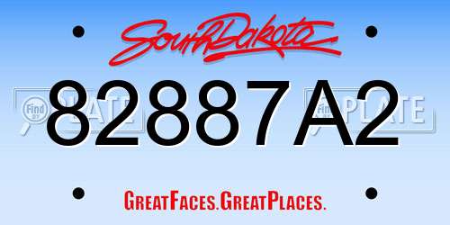 82887A2 South Dakota License Plate