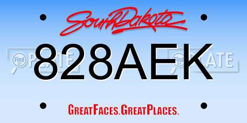 828AEK South Dakota License Plate