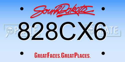 828CX6 South Dakota License Plate