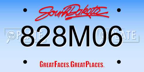 828M06 South Dakota License Plate