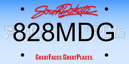 828MDG South Dakota License Plate