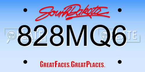 828MQ6 South Dakota License Plate