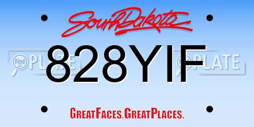 828YIF South Dakota License Plate