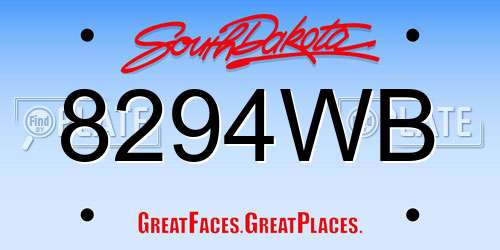 8294WB South Dakota License Plate