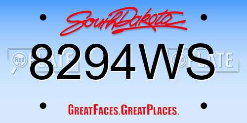 8294WS South Dakota License Plate