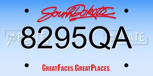8295QA South Dakota License Plate