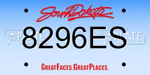 8296ES South Dakota License Plate