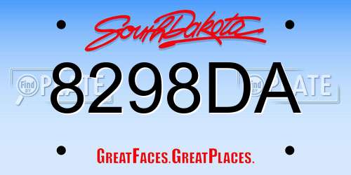 8298DA South Dakota License Plate
