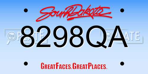 8298QA South Dakota License Plate
