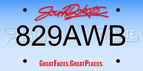 829AWB South Dakota License Plate