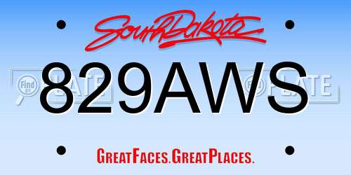 829AWS South Dakota License Plate