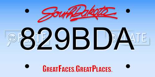 829BDA South Dakota License Plate