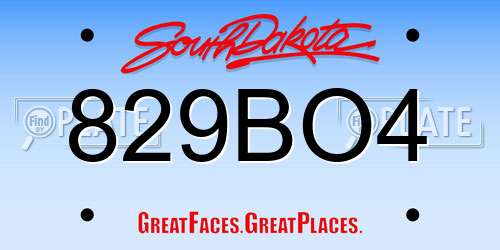 829BO4 South Dakota License Plate