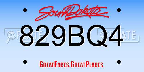 829BQ4 South Dakota License Plate