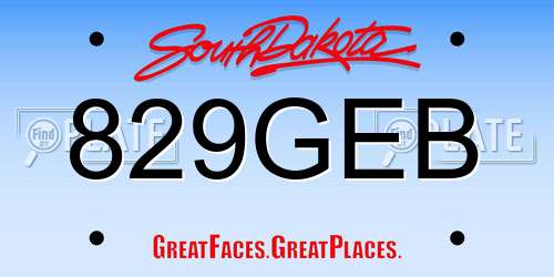 829GEB South Dakota License Plate