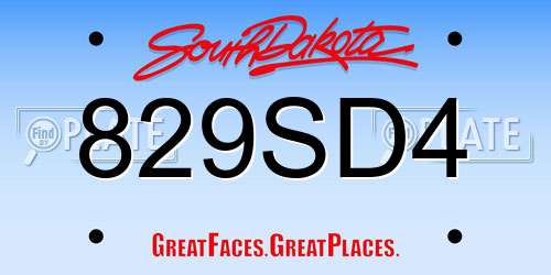 829SD4 South Dakota License Plate