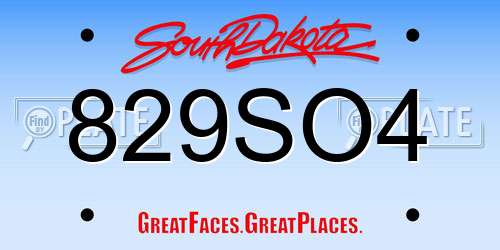 829SO4 South Dakota License Plate