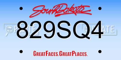 829SQ4 South Dakota License Plate