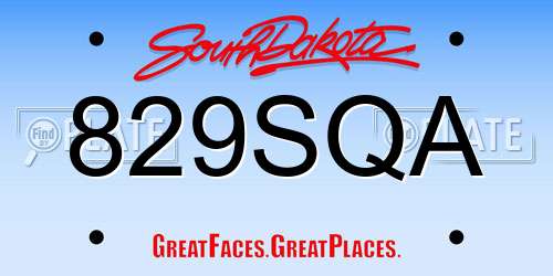 829SQA South Dakota License Plate