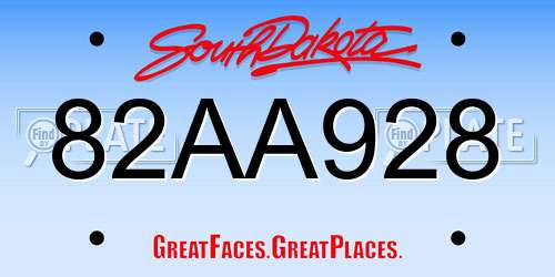 82AA928 South Dakota License Plate