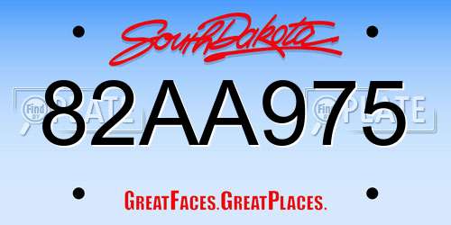82AA975 South Dakota License Plate