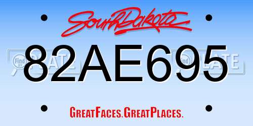 82AE695 South Dakota License Plate