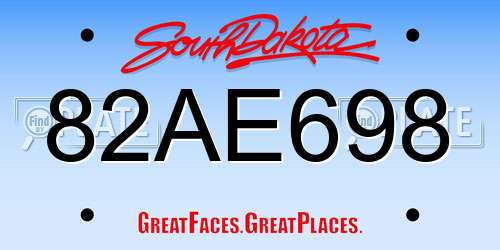82AE698 South Dakota License Plate