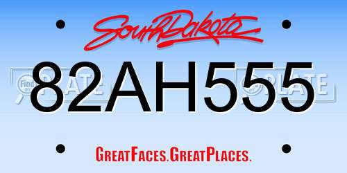 82AH555 South Dakota License Plate