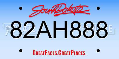 82AH888 South Dakota License Plate