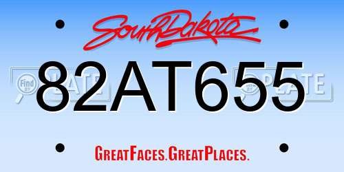 82AT655 South Dakota License Plate