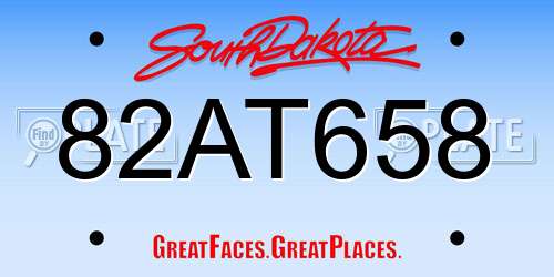 82AT658 South Dakota License Plate