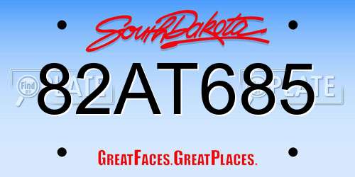 82AT685 South Dakota License Plate