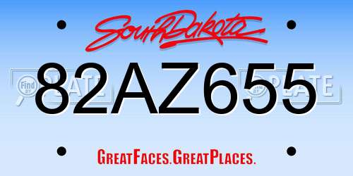 82AZ655 South Dakota License Plate