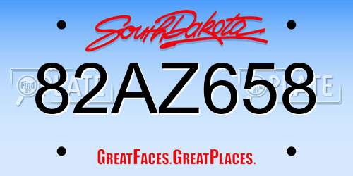 82AZ658 South Dakota License Plate