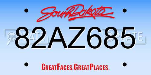 82AZ685 South Dakota License Plate