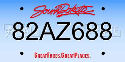 82AZ688 South Dakota License Plate