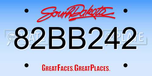 82BB242 South Dakota License Plate