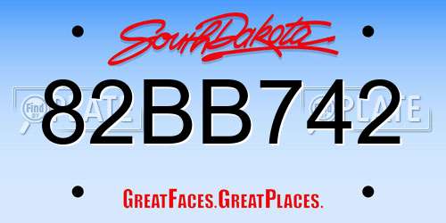 82BB742 South Dakota License Plate