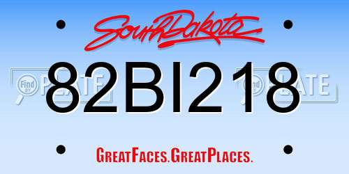 82BI218 South Dakota License Plate