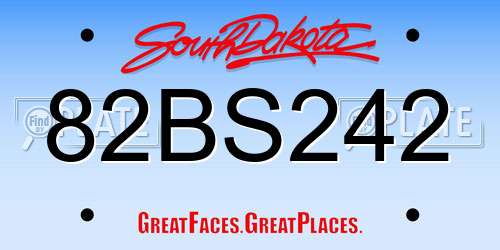 82BS242 South Dakota License Plate