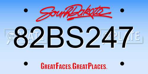 82BS247 South Dakota License Plate